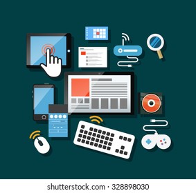 Different modern gadgets on the table