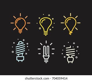 Different modern lightbulb vector silhouettes