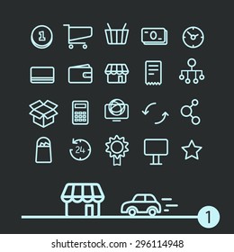 Different modern media web application icons collection. Vector clip-art