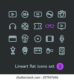 Different modern media web application icons collection. Vector clip-art