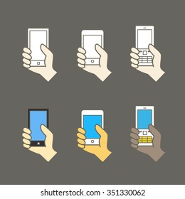 Verschiedene moderne mobile Geräte. Kollektion von Linien-Kunstfarben