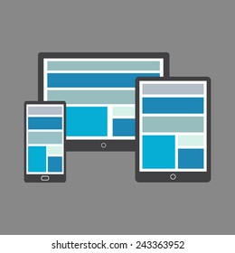 Different modern personal gadgets. Flat design. Illustration Similar To iPad, iPhone.