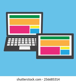Different modern personal gadgets. Flat design