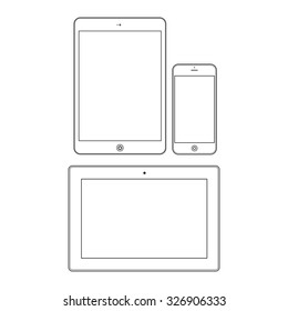 Different modern personal gadgets. Flat design.  Illustration Similar To iPhone iPad.