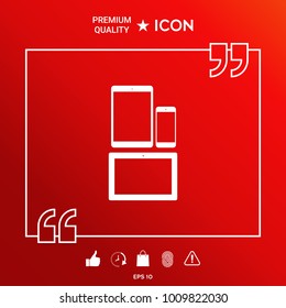 Different modern personal gadgets. Tablet, phone icon