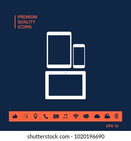 Different modern personal gadgets. Tablet, phone icon