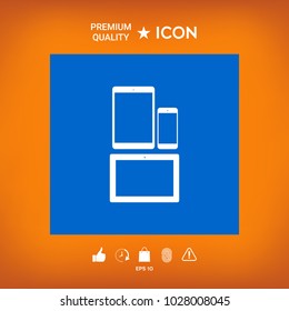 Different modern personal gadgets. Tablet, phone icon