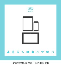 Different modern personal gadgets. Tablet, phone icon