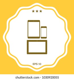 Different modern personal gadgets. Tablet, phone icon