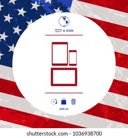 Different modern personal gadgets. Tablet, phone icon