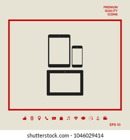 Different modern personal gadgets. Tablet, phone icon