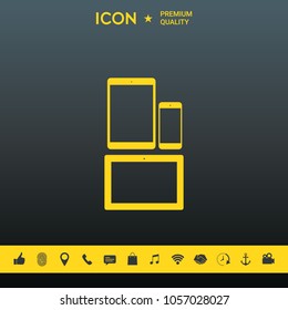 Different modern personal gadgets. Tablet, phone icon