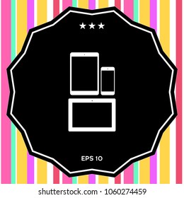 Different modern personal gadgets. Tablet, phone icon