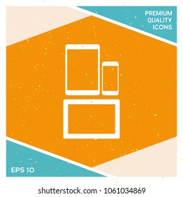 Different modern personal gadgets. Tablet, phone icon