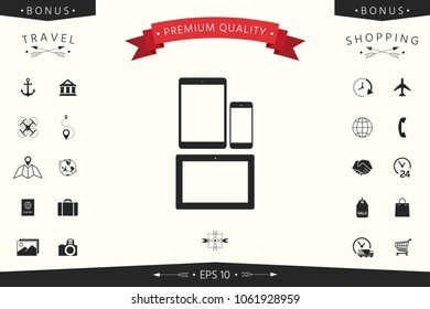 Different modern personal gadgets. Tablet, phone icon