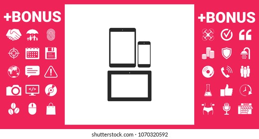 Different modern personal gadgets. Tablet, phone icon