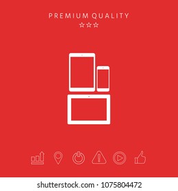 Different modern personal gadgets. Tablet, phone icon