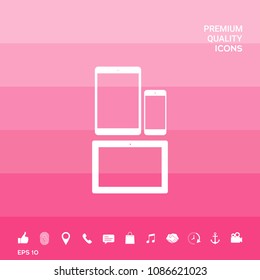 Different modern personal gadgets. Tablet, phone icon