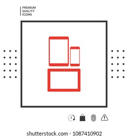 Different modern personal gadgets. Tablet, phone icon