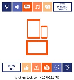 Different modern personal gadgets. Tablet, phone icon