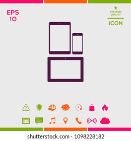 Different modern personal gadgets. Tablet, phone icon