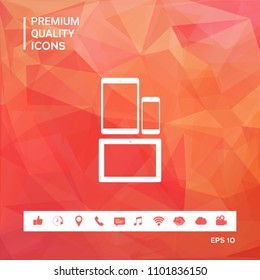 Different modern personal gadgets. Tablet, phone icon
