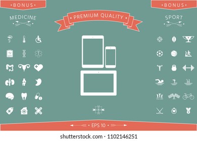 Different modern personal gadgets. Tablet, phone icon