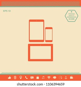 Different modern personal gadgets. Tablet, phone icon