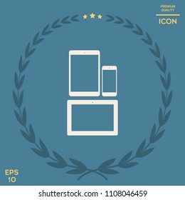 Different modern personal gadgets. Tablet, phone icon
