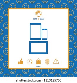 Different modern personal gadgets. Tablet, phone icon