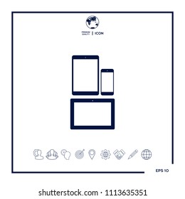 Different modern personal gadgets. Tablet, phone icon