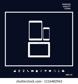 Different modern personal gadgets. Tablet, phone icon