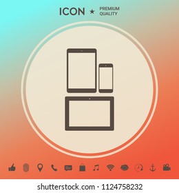 Different modern personal gadgets. Tablet, phone icon