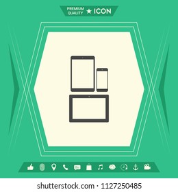Different modern personal gadgets. Tablet, phone icon