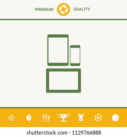 Different modern personal gadgets. Tablet, phone icon