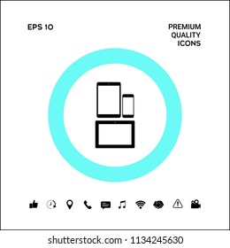 Different modern personal gadgets. Tablet, phone icon