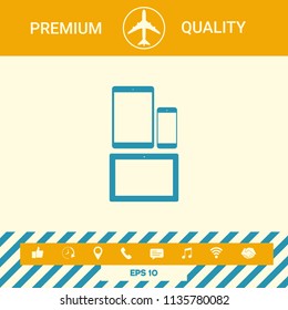 Different modern personal gadgets. Tablet, phone icon