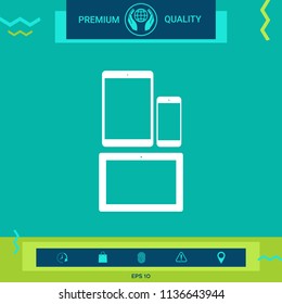 Different modern personal gadgets. Tablet, phone icon