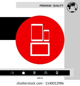 Different modern personal gadgets. Tablet, phone icon