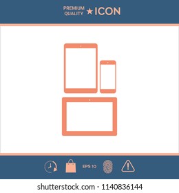 Different modern personal gadgets. Tablet, phone icon