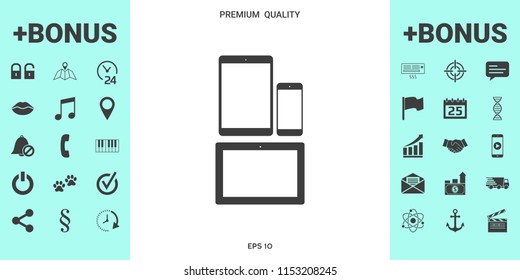 Different modern personal gadgets. Tablet, phone icon