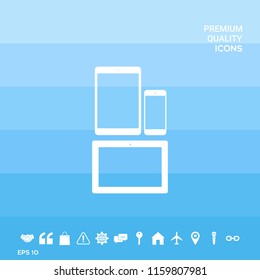 Different modern personal gadgets. Tablet, phone icon