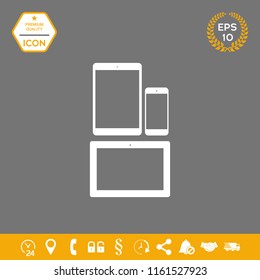 Different modern personal gadgets. Tablet, phone icon