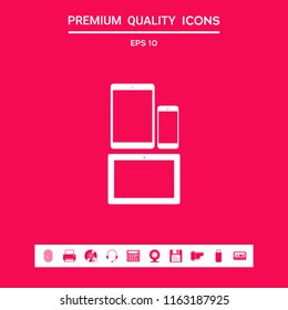 Different modern personal gadgets. Tablet, phone icon