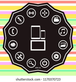 Different modern personal gadgets. Tablet, phone icon