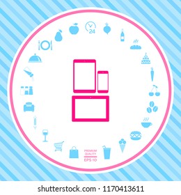 Different modern personal gadgets. Tablet, phone icon