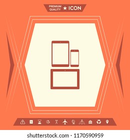 Different modern personal gadgets. Tablet, phone icon