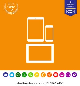 Different modern personal gadgets. Tablet, phone icon
