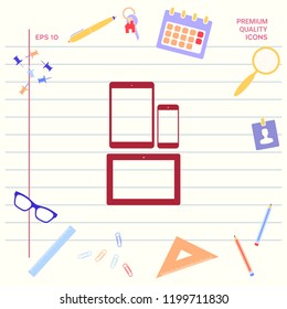 Different modern personal gadgets. Tablet, phone icon