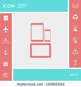 Different modern personal gadgets. Tablet, phone icon